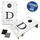 White Barn Wooden Planks Design With Custom Letter Bag Toss Game by BAGGO