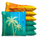 Woodgrain Watercolor Palms Baggo Cornhole Bean Bag Toss Bags (set of 8) Baggo.com