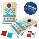 Chicago Area Code (Choose) Wood Texture Skyline Flag Bean Bag Toss Game by BAGGO Baggo.com