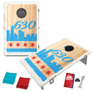 Chicago Area Code (Choose) Wood Texture Skyline Flag Bean Bag Toss Game by BAGGO Baggo.com