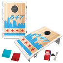 Chicago Area Code (Choose) Wood Texture Skyline Flag Bean Bag Toss Game by BAGGO Baggo.com
