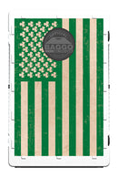 Green Irish Shamrock American Flag Bean Bag Toss Game by BAGGO Baggo.com