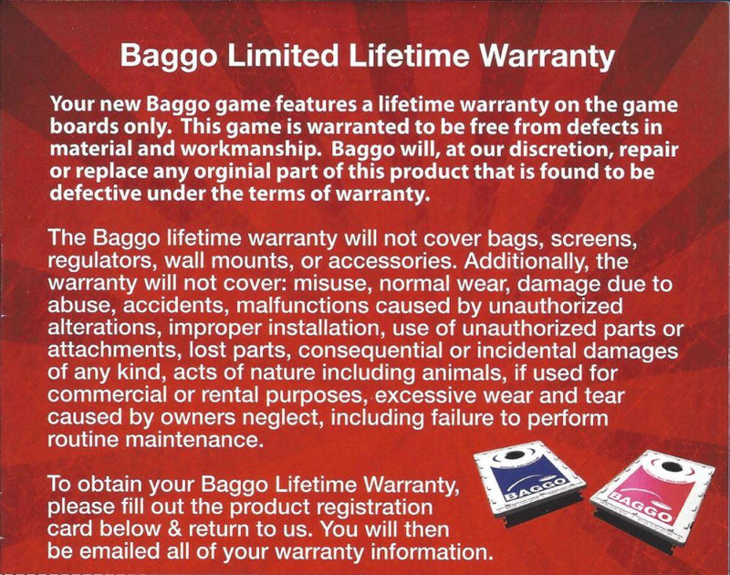 WHAT DOES THE BAGGO LIFETIME WARRANTY COVER?