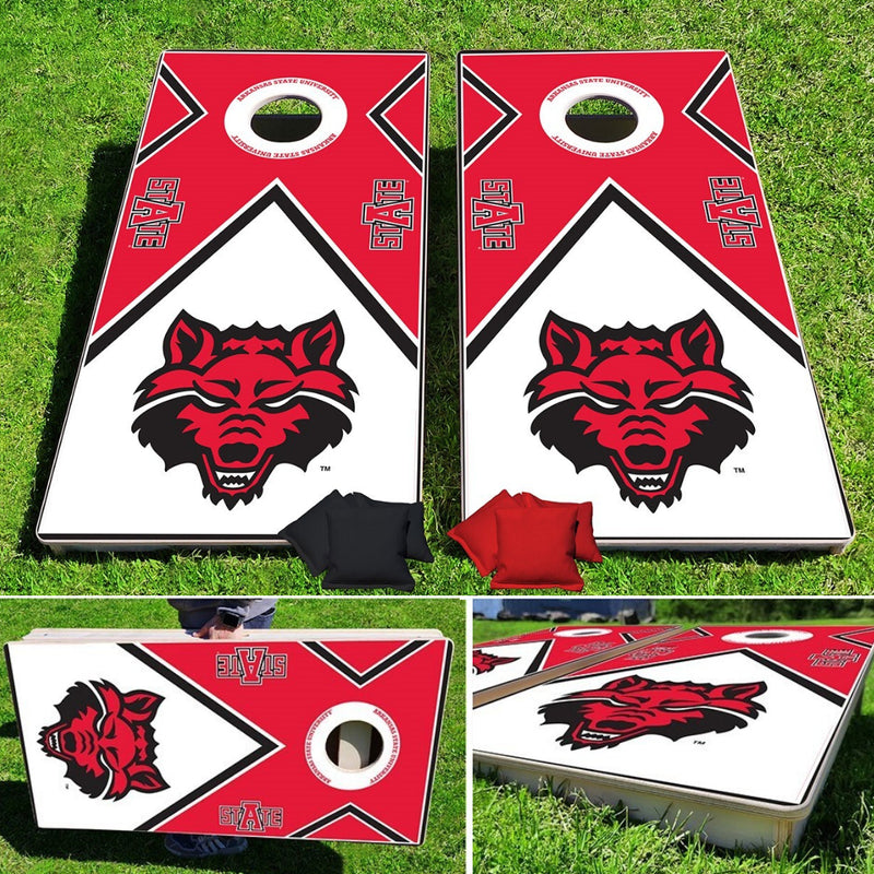 Arkansas State Red Wolves Vintage Pro Cornhole Bean Bag Toss Game 24x48 with 8 Regulation 16oz Bags