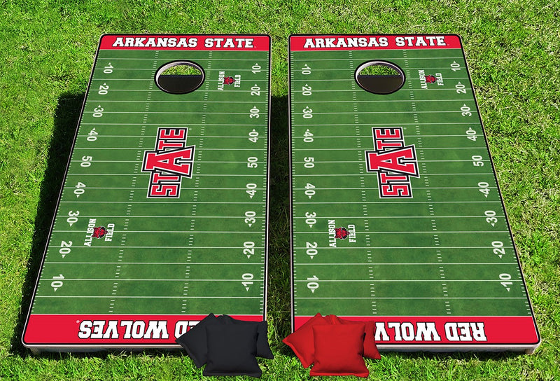 Arkansas State Red Wolves Home Field Pro Cornhole Bean Bag Toss Game 24x48 with 8 Regulation 16oz Bags