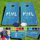 Blue Distressed Wood Wedding Pro Style Cornhole Bean Bag Toss Game 24x48 with 8 Regulation 16oz Bags Baggo.com