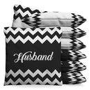 Wife Husband Wedding Baggo Cornhole Bean Bag Toss Bags (set of 8)