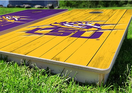 LSU Tigers Scratch Plank Pro Cornhole Bean Bag Toss Game 24x48 with 8 Regulation 16oz Bags