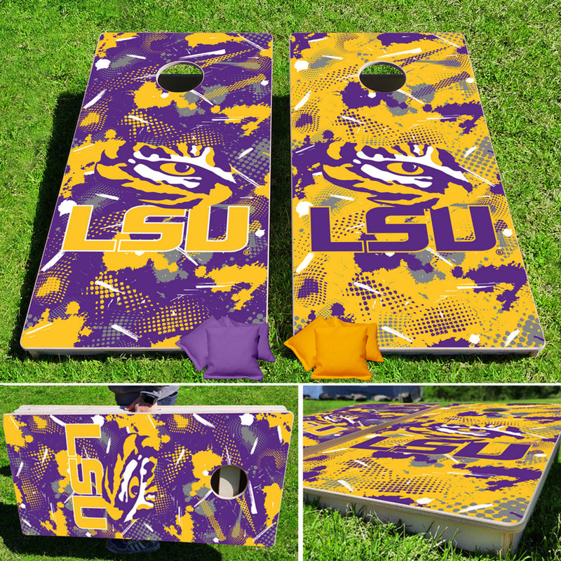 LSU Tigers Graffiti Pro Cornhole Bean Bag Toss Game 24x48 with 8 Regulation 16oz Bags