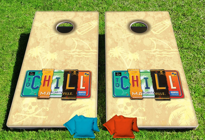 Margaritaville License To Chill Pro Cornhole Bean Bag Toss Game 24x48 with 8 Regulation 16oz Bags