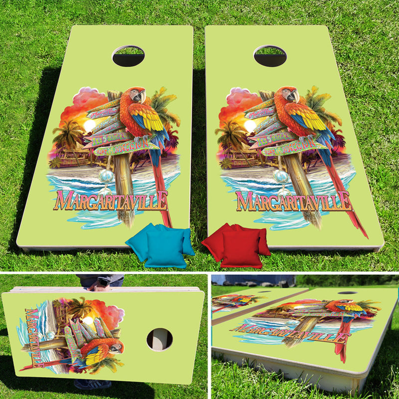 Margaritaville Which Way Do I Steer Pro Cornhole Bean Bag Toss Game 24x48 with 8 Regulation 16oz Bags