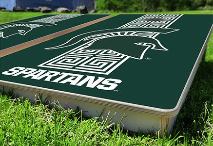 Michigan State Spartans Go Green Pro Cornhole Bean Bag Toss Game 24x48 with 8 Regulation 16oz Bags