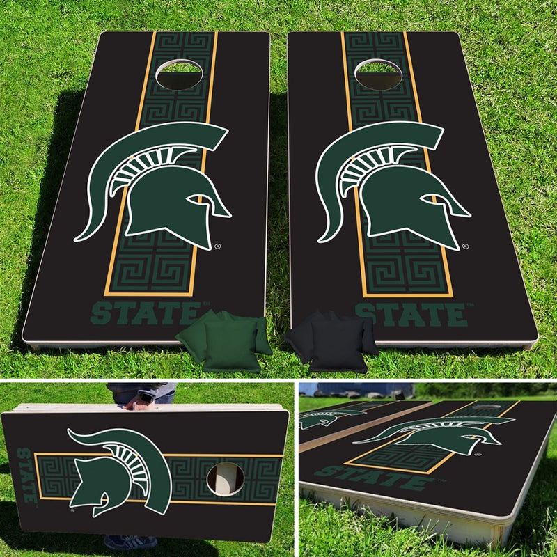 Michigan State Spartans Blackout Pro Cornhole Bean Bag Toss Game 24x48 with 8 Regulation 16oz Bags