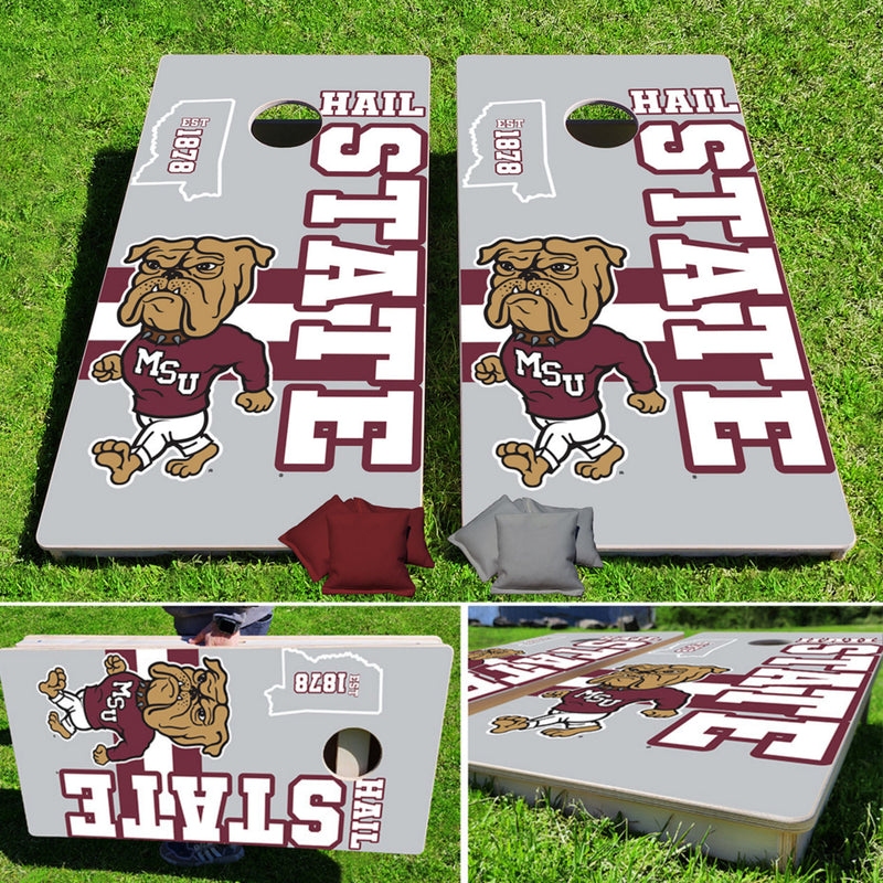 Mississippi State Bulldogs Hail State Bully Pro Cornhole Bean Bag Toss Game 24x48 with 8 Regulation 16oz Bags