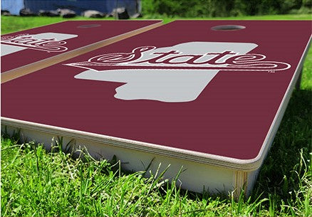 Mississippi State Bulldogs Maroon Script Pro Cornhole Bean Bag Toss Game 24x48 with 8 Regulation 16oz Bags