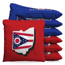 Ohio Shape Flag Cornhole Bean Bag Toss Bags (set of 8)