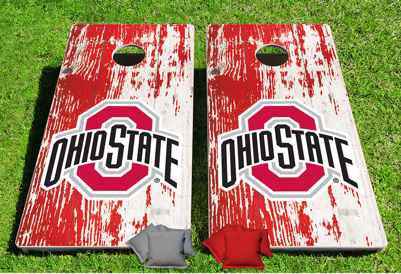 Ohio State Buckeyes Distressed Pro Cornhole Bean Bag Toss Game 24x48 with 8 Regulation 16oz Bags