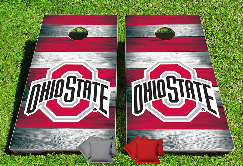 Ohio State Buckeyes Stripes Pro Cornhole Bean Bag Toss Game 24x48 with 8 Regulation 16oz Bags