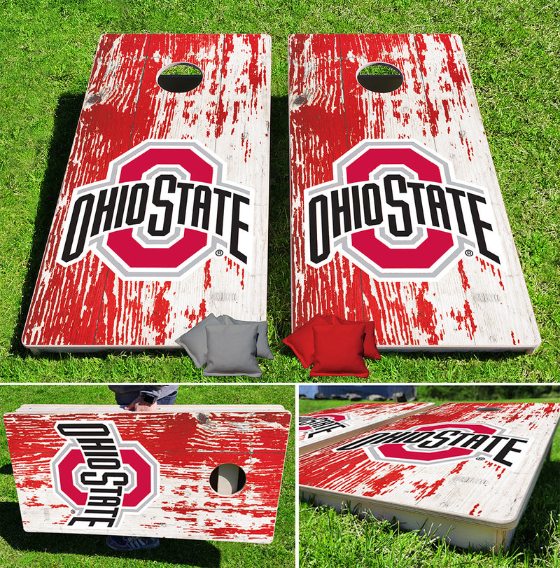 Ohio State Buckeyes Distressed Pro Cornhole Bean Bag Toss Game 24x48 with 8 Regulation 16oz Bags