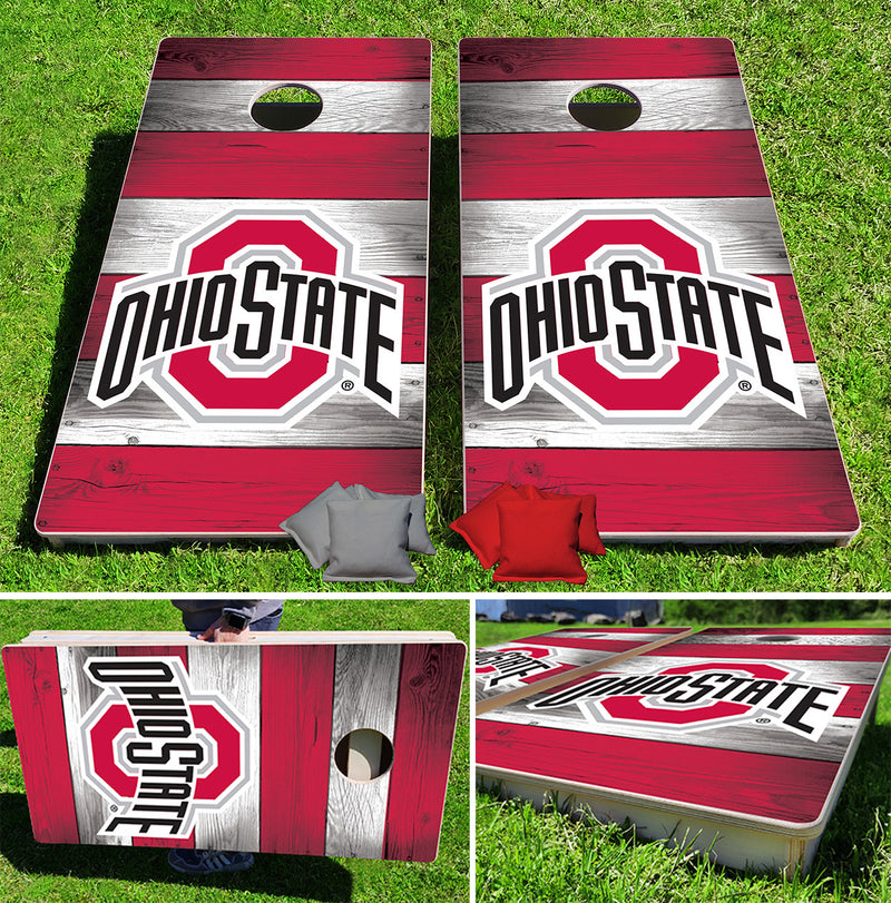 Ohio State Buckeyes Stripes Pro Cornhole Bean Bag Toss Game 24x48 with 8 Regulation 16oz Bags