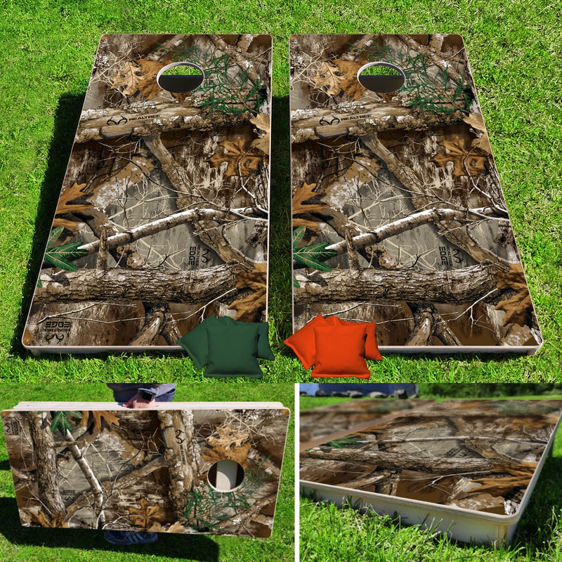 Real Tree Edge Hunting Pro Style Cornhole Bean Bag Toss Game 24x48 with 8 Regulation 16oz Bags