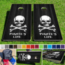 Pirate Skull & Bones Plank Pro Style Cornhole Bean Bag Toss Game 24x48 with 8 Regulation 16oz Bags