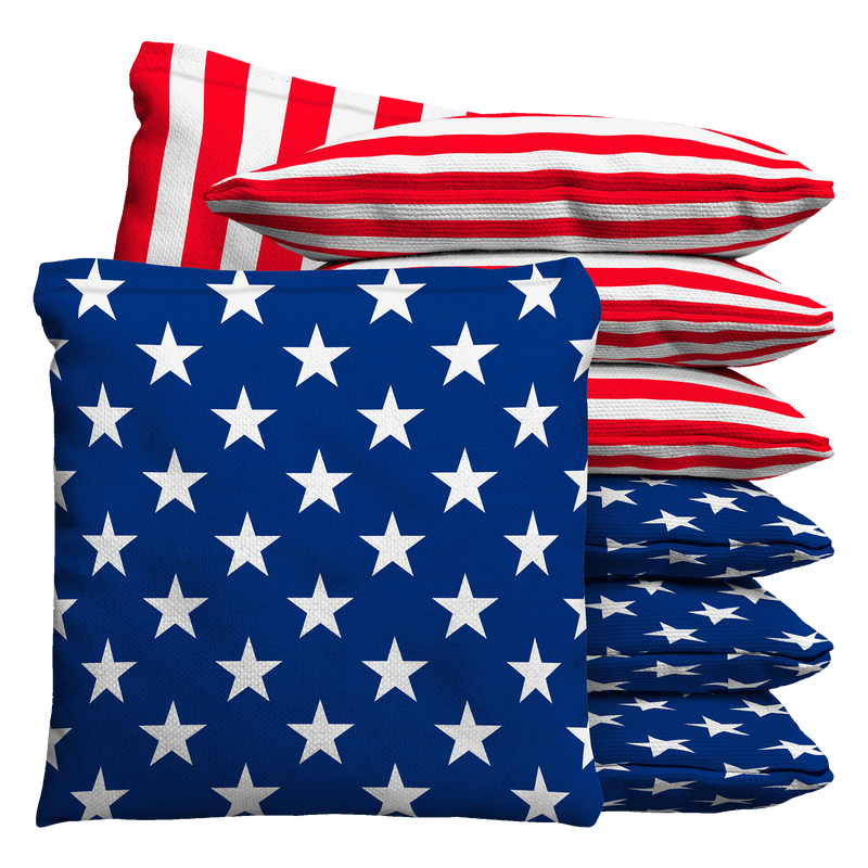 American Flag USA Stars & Stripes Baggo Cornhole Bean Bag Toss Bags (set of 8)