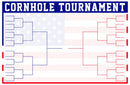 American Flag Cornhole Tournament Bracket Large 32 Team Wet Erase Wall Bracket 28.75" x 18.75" w/Pen & Eraser