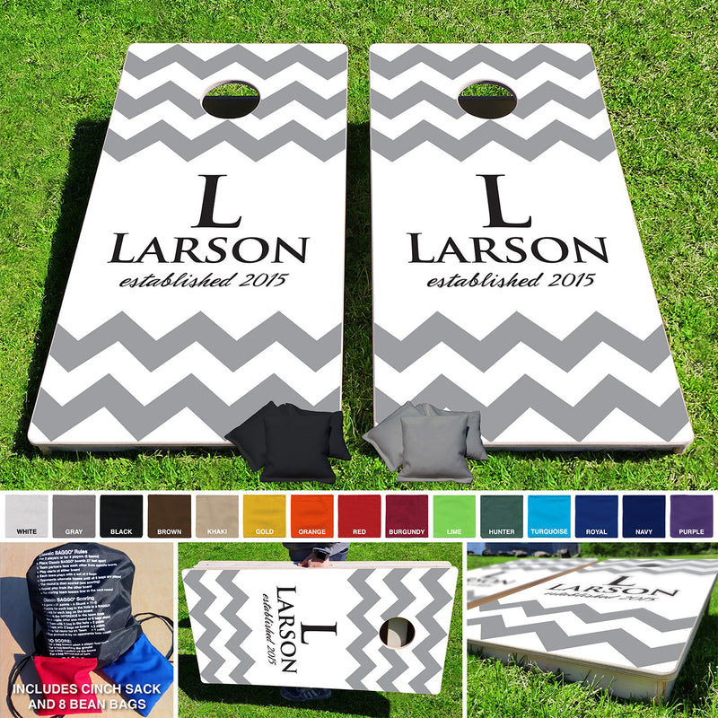 Chevron Wedding Pro Style Cornhole Bean Bag Toss Game 24x48 with 8 Regulation 16oz Bags Baggo.com