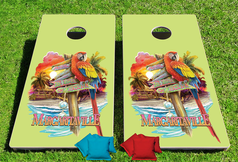 Margaritaville Which Way Do I Steer Pro Cornhole Bean Bag Toss Game 24x48 with 8 Regulation 16oz Bags