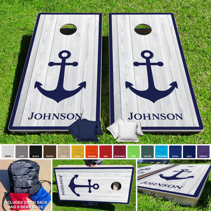 Anchor Pro Style Cornhole Bean Bag Toss Game 24x48 with 8 Regulation 16oz Bags