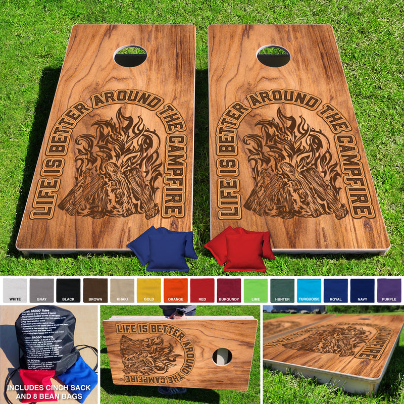 Around The Campfire Pro Style Cornhole Bean Bag Toss Game 24x48 with 8 Regulation 16oz Bags