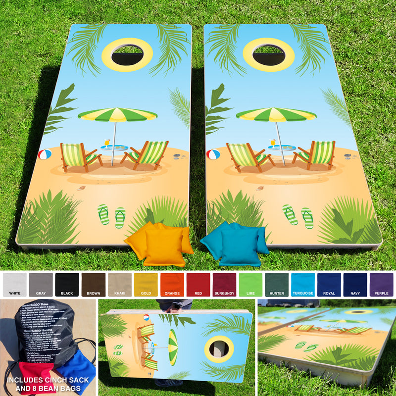 Beach Day Pro Style Cornhole Bean Bag Toss Game 24x48 with 8 Regulation 16oz Bags