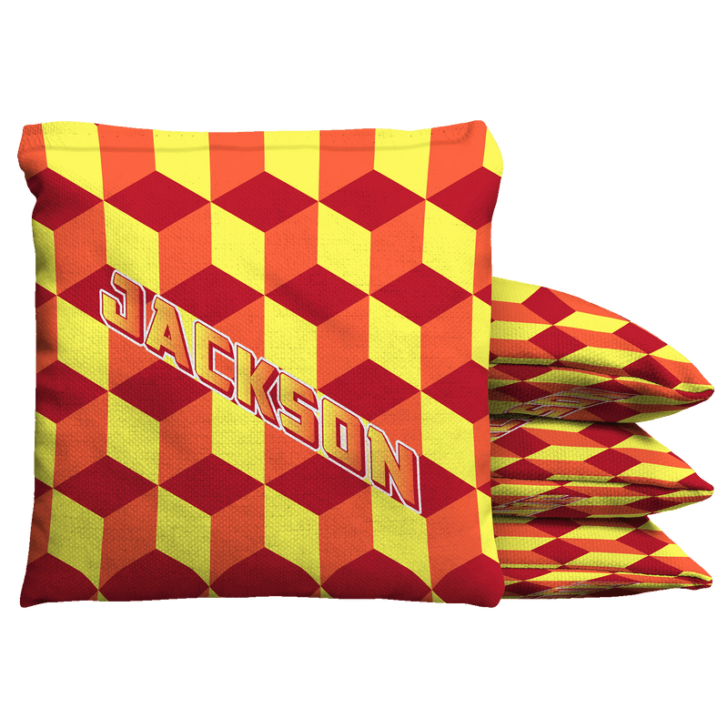 8 ACA Regulation Cornhole Bean Bags - Red & Gold Yellow - Professional Toss Bags