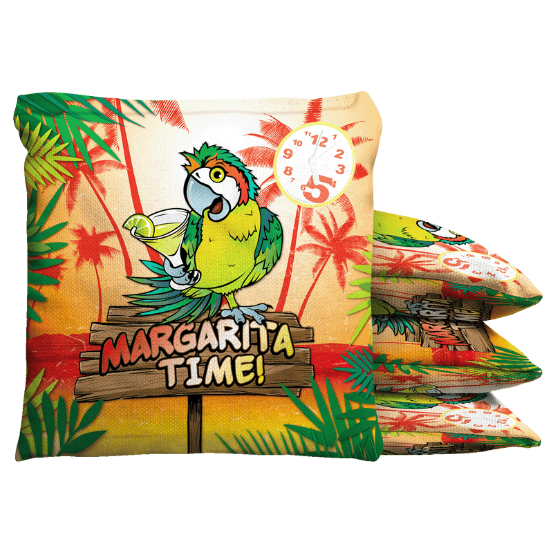 Margarita Time Parrot Baggo Cornhole Bean Bag Toss Bags (set of 8)