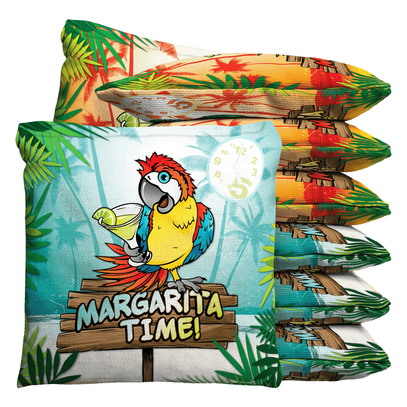 Margarita Time Parrot Baggo Cornhole Bean Bag Toss Bags (set of 8)