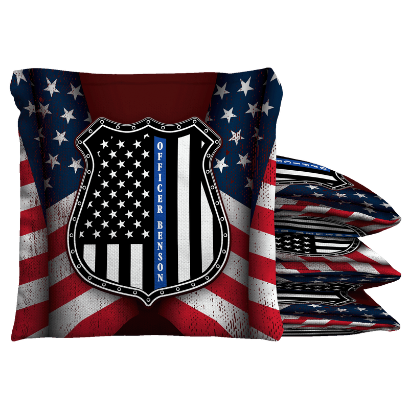 Police Officer Shield Custom Bean Bags Baggo Cornhole Bean Bag Toss Bags (set of 8)