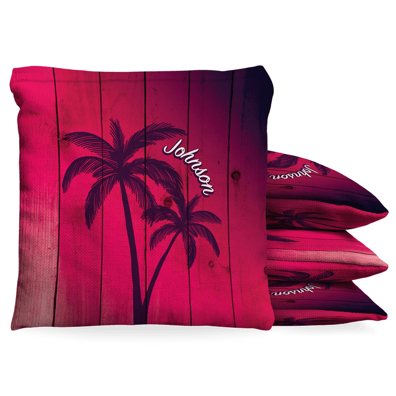 Woodgrain Watercolor Palms Baggo Cornhole Bean Bag Toss Bags (set of 8)