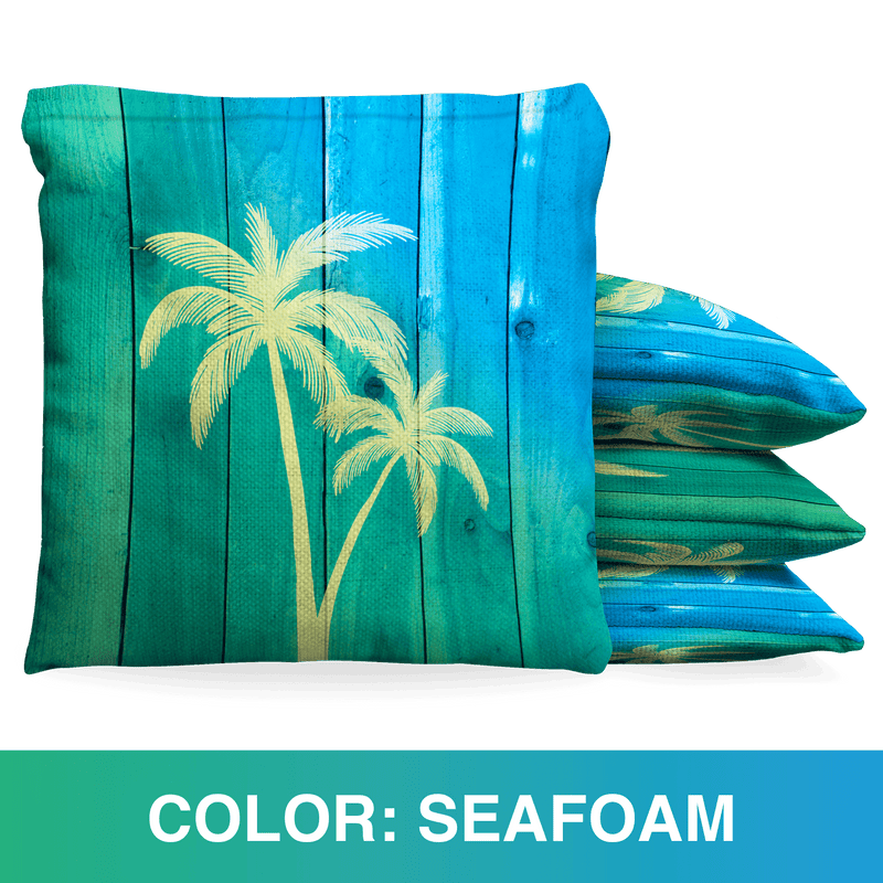 Woodgrain Watercolor Palms Baggo Cornhole Bean Bag Toss Bags (set of 8)