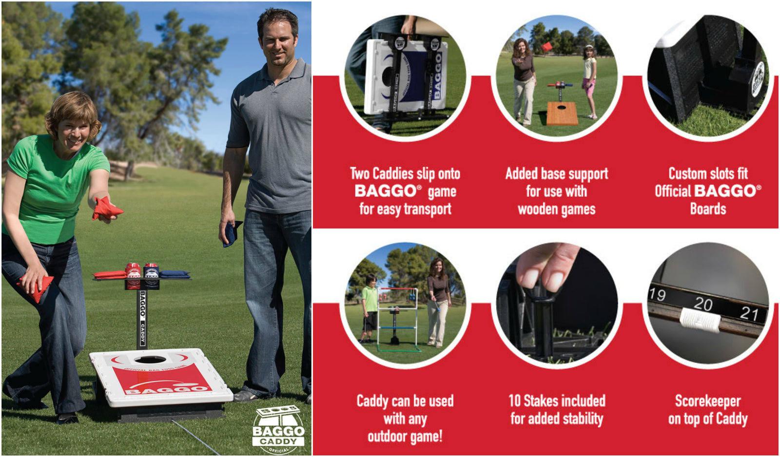 BAGGO Caddy LITE LED Lighted Scoreboard Tower Drink & Bag Holder, 2pk