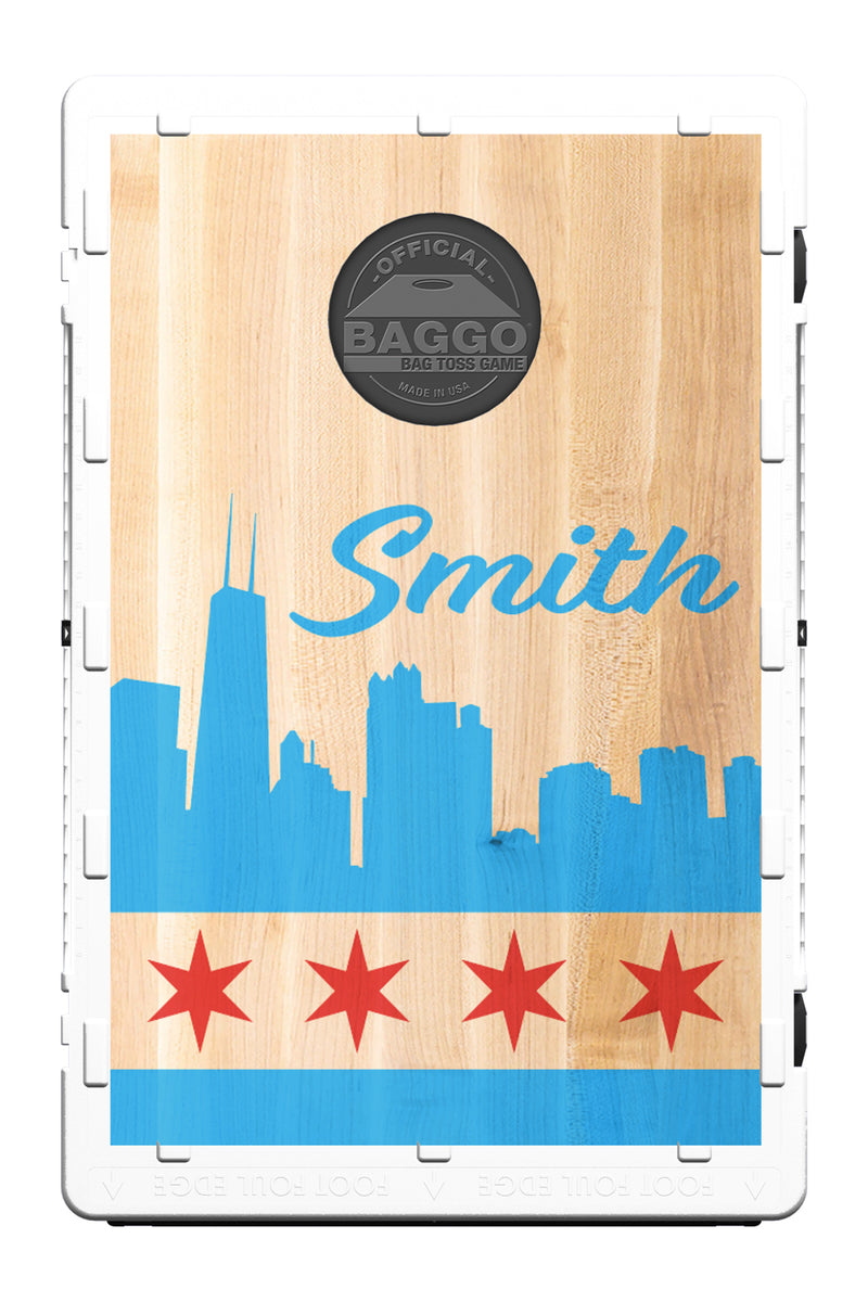 Chicago Custom Text Wood Texture Skyline Flag Screens (Only) by BAGGO Baggo.com